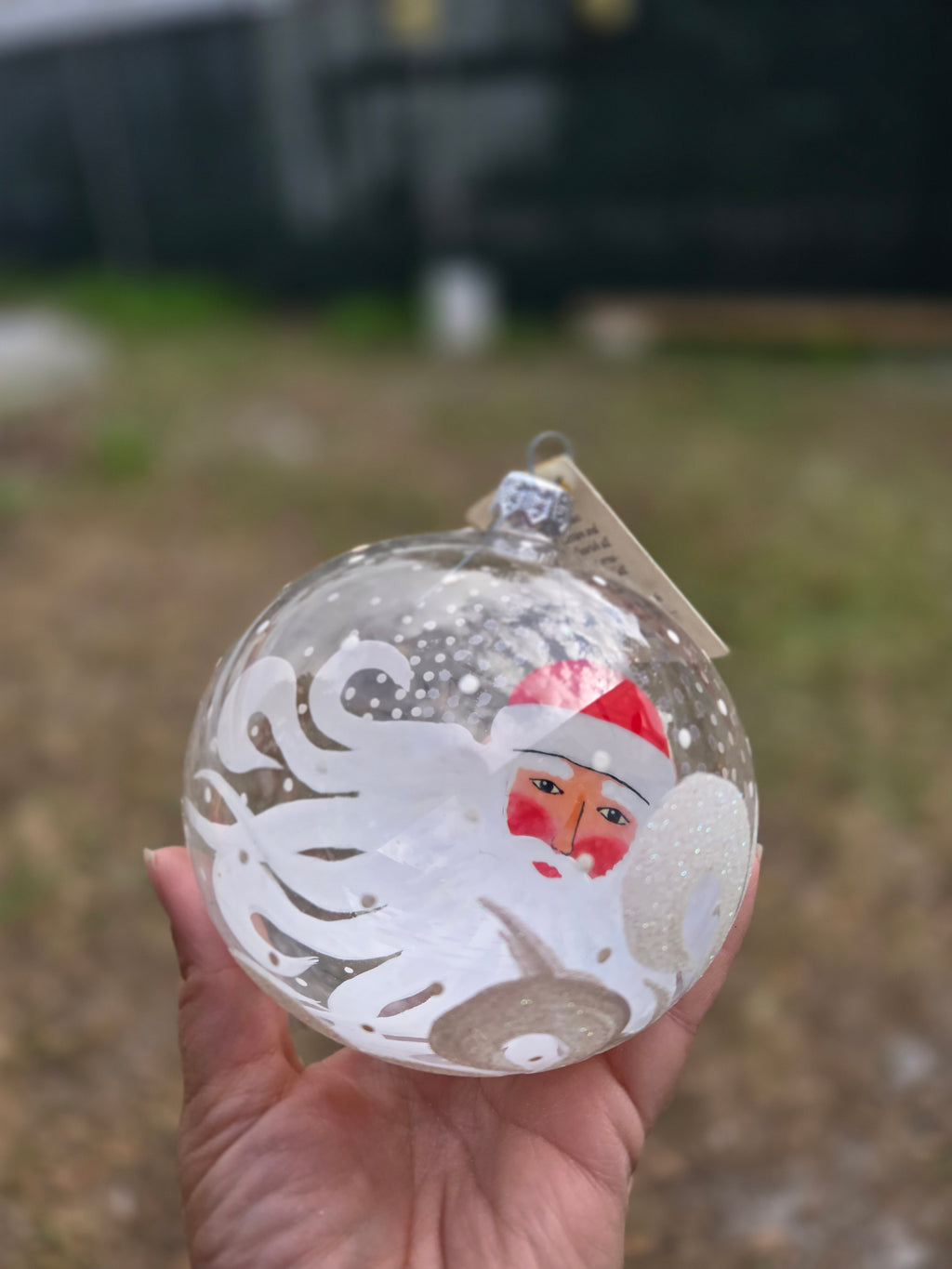 Windswept Santa - Large Hand Blown Glass