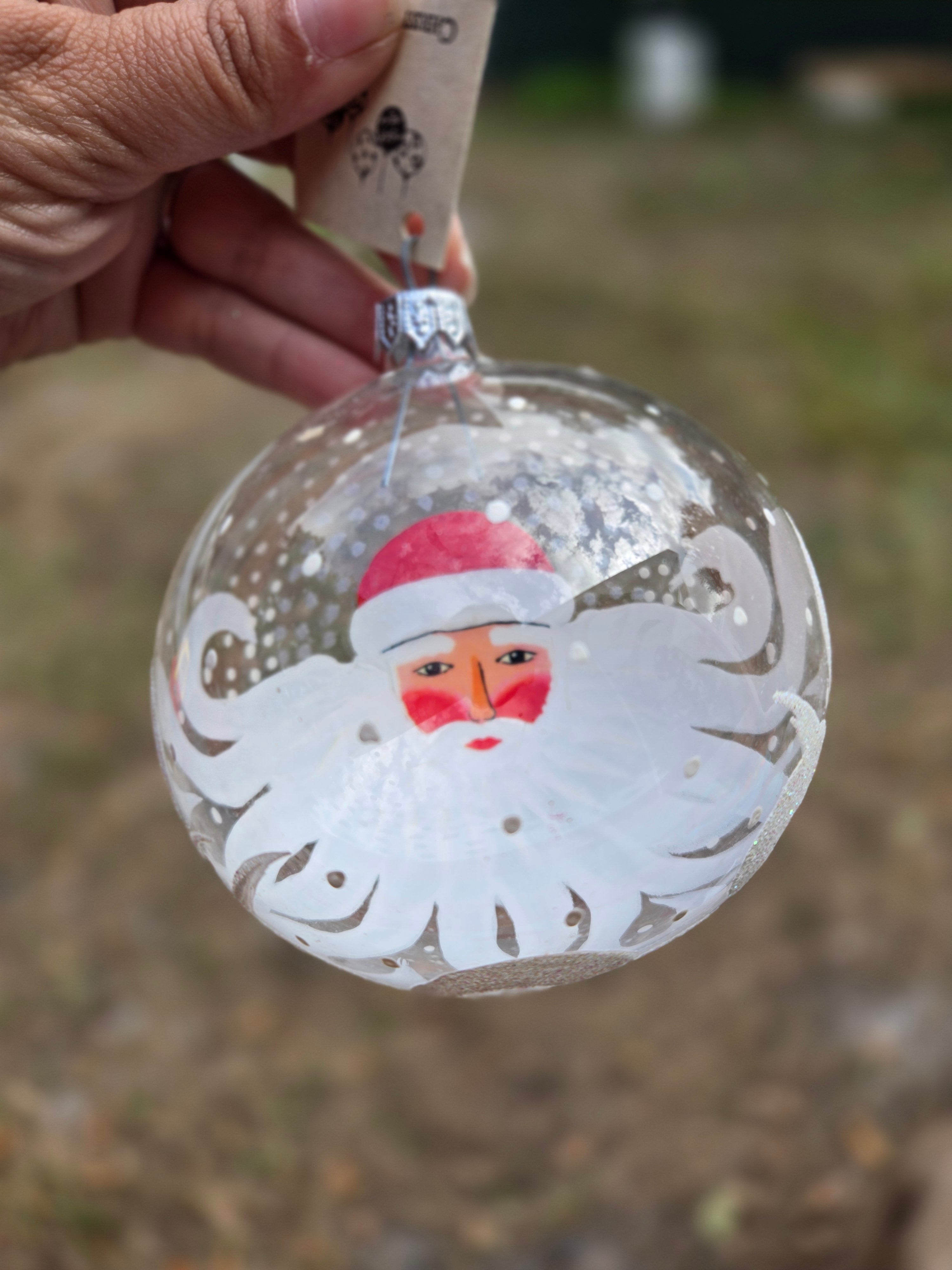Windswept Santa - Large Hand Blown Glass