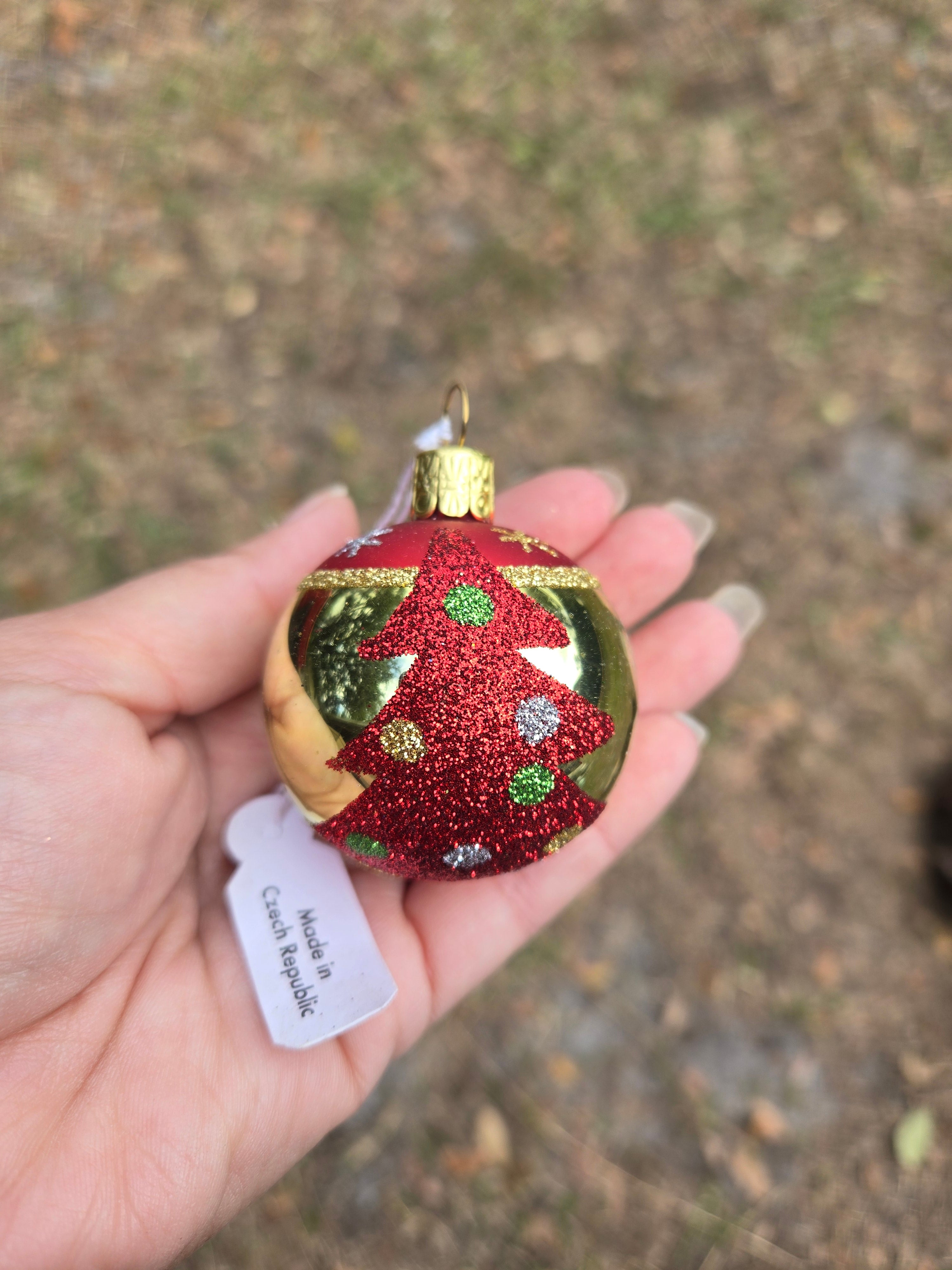 Red and Gold Tree - Mini Hand Blown Glass