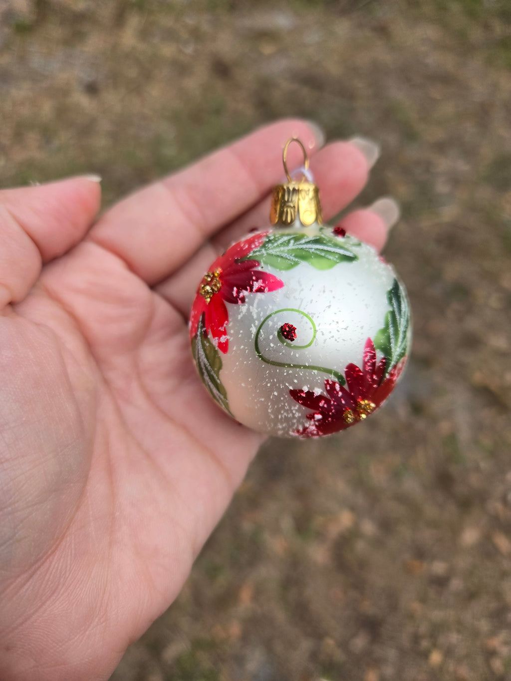 Sparkling Poinsettias - Mini Hand Blown Glass