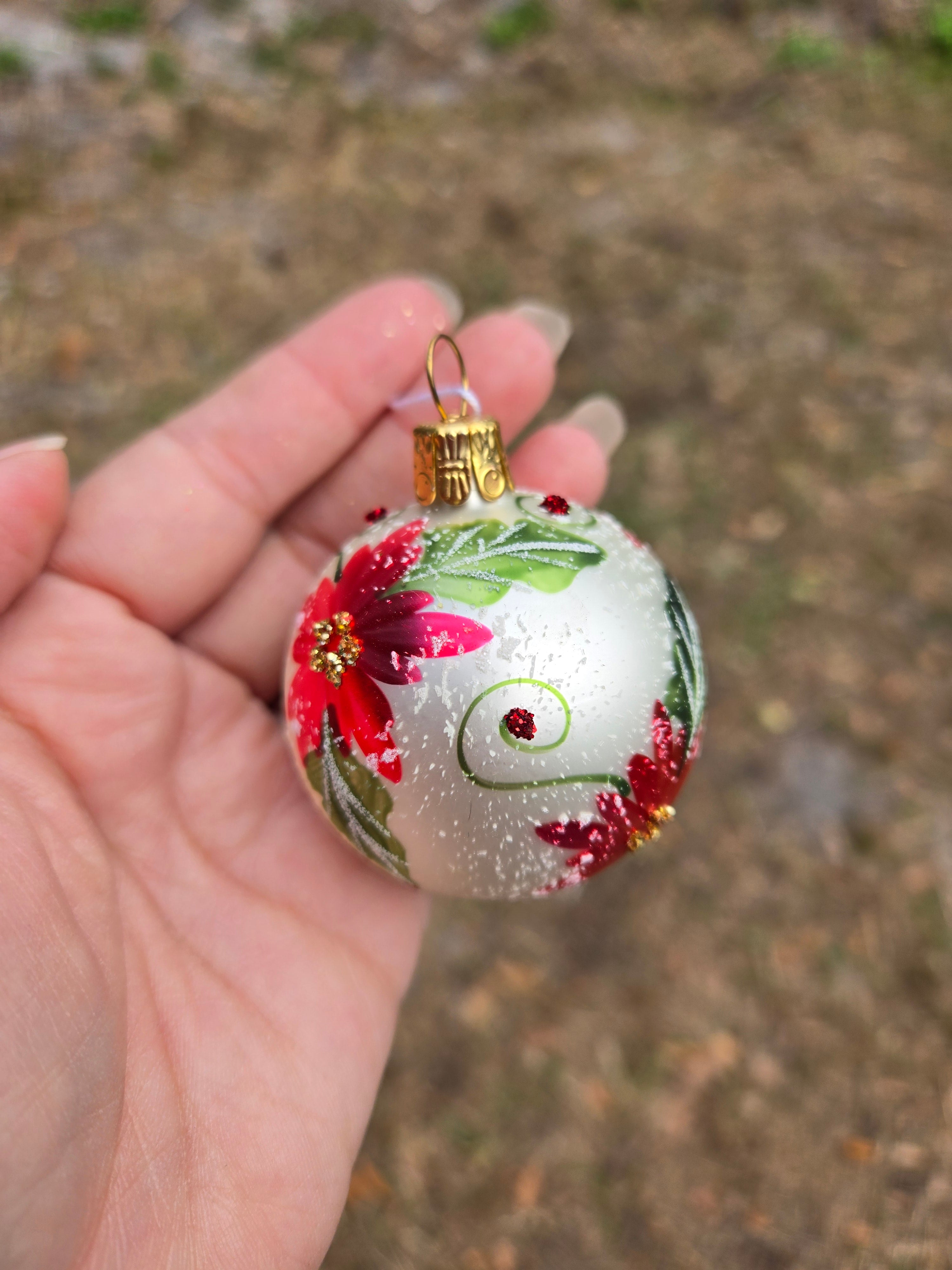 Sparkling Poinsettias - Mini Hand Blown Glass