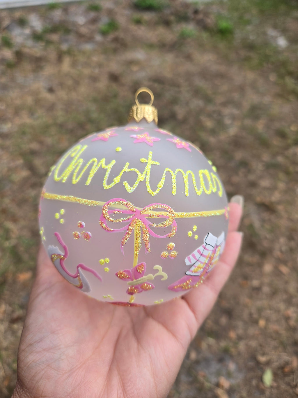 Baby's First Christmas - Hand Blown Glass Pink or Blue