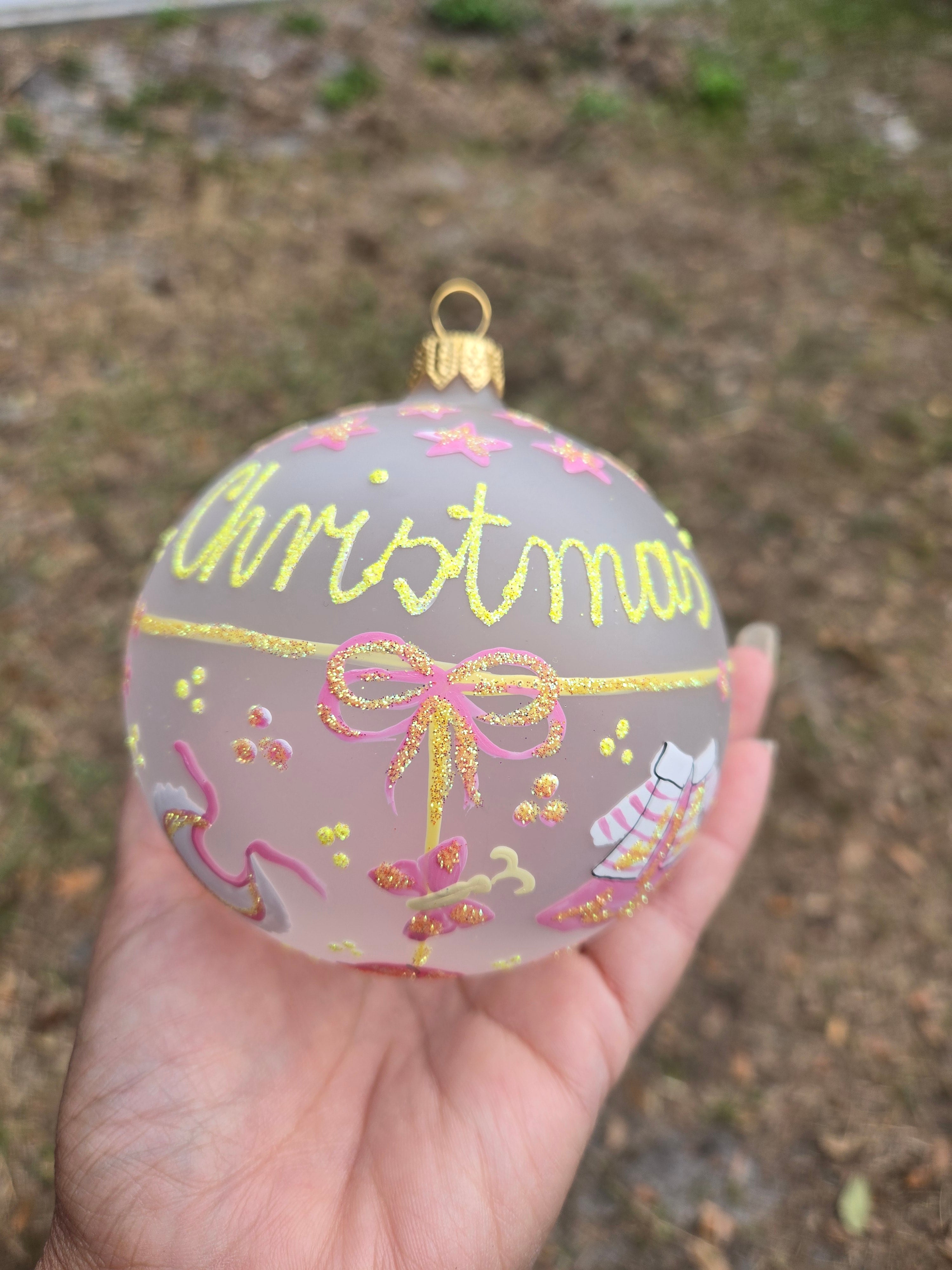 Baby's First Christmas - Hand Blown Glass Pink or Blue