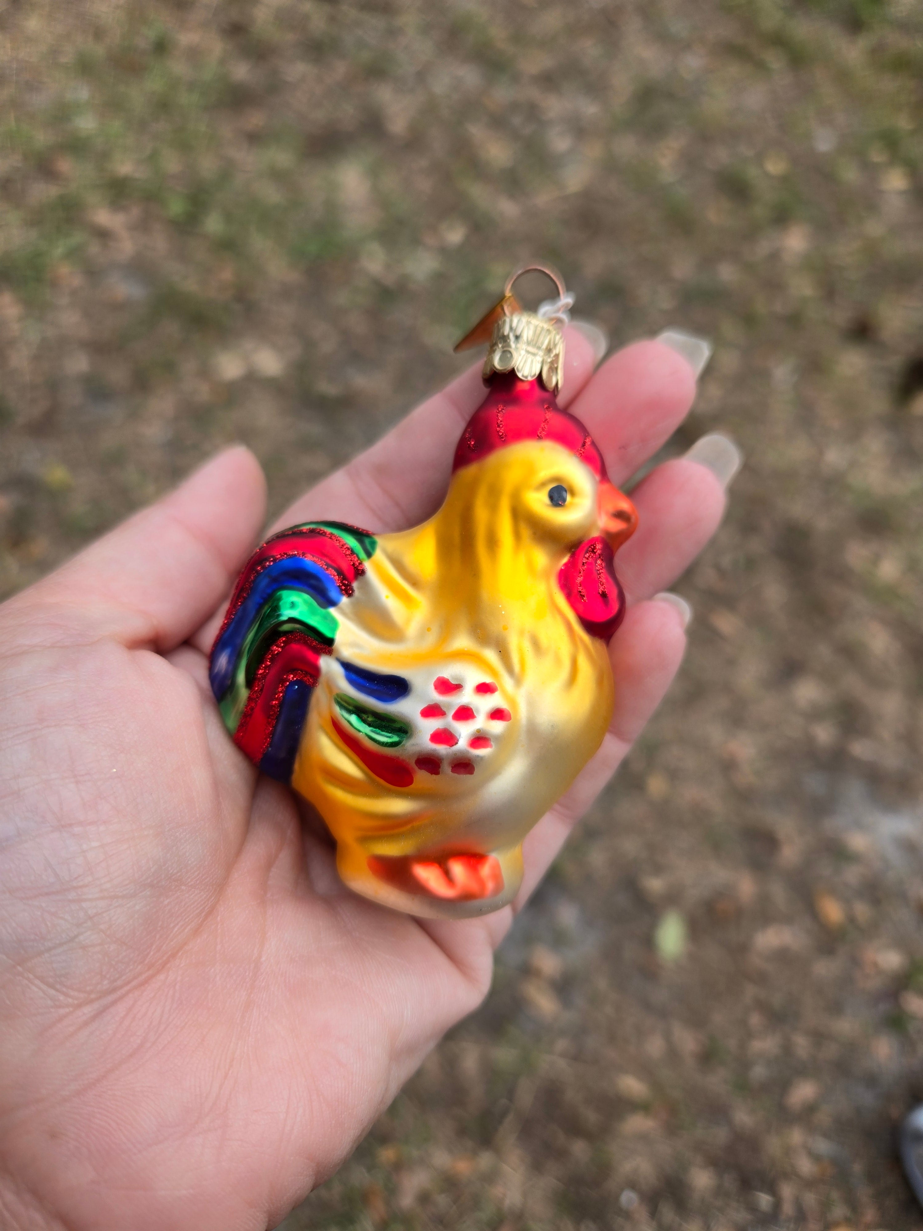 Christmas Rooster - Hand Blown Glass