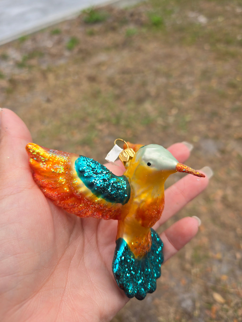 Glittering Hummingbird - Hand Blown Glass