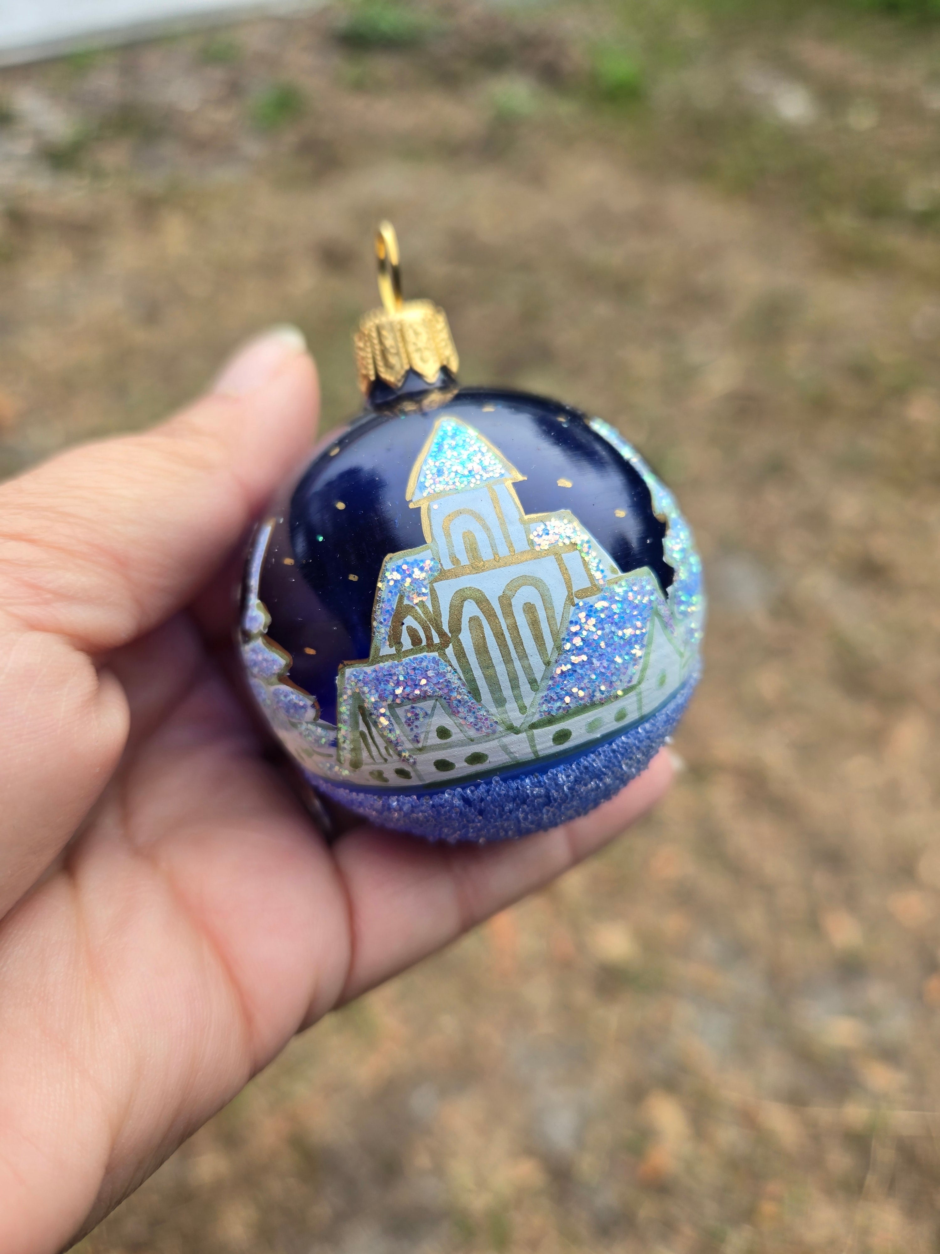 Sapphire Reindeers and Snowscapes - Mini Hand Blown Glass