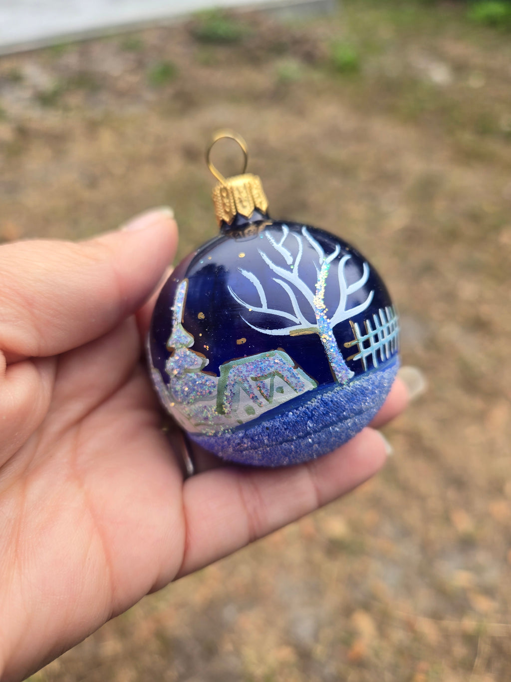 Sapphire Reindeers and Snowscapes - Mini Hand Blown Glass