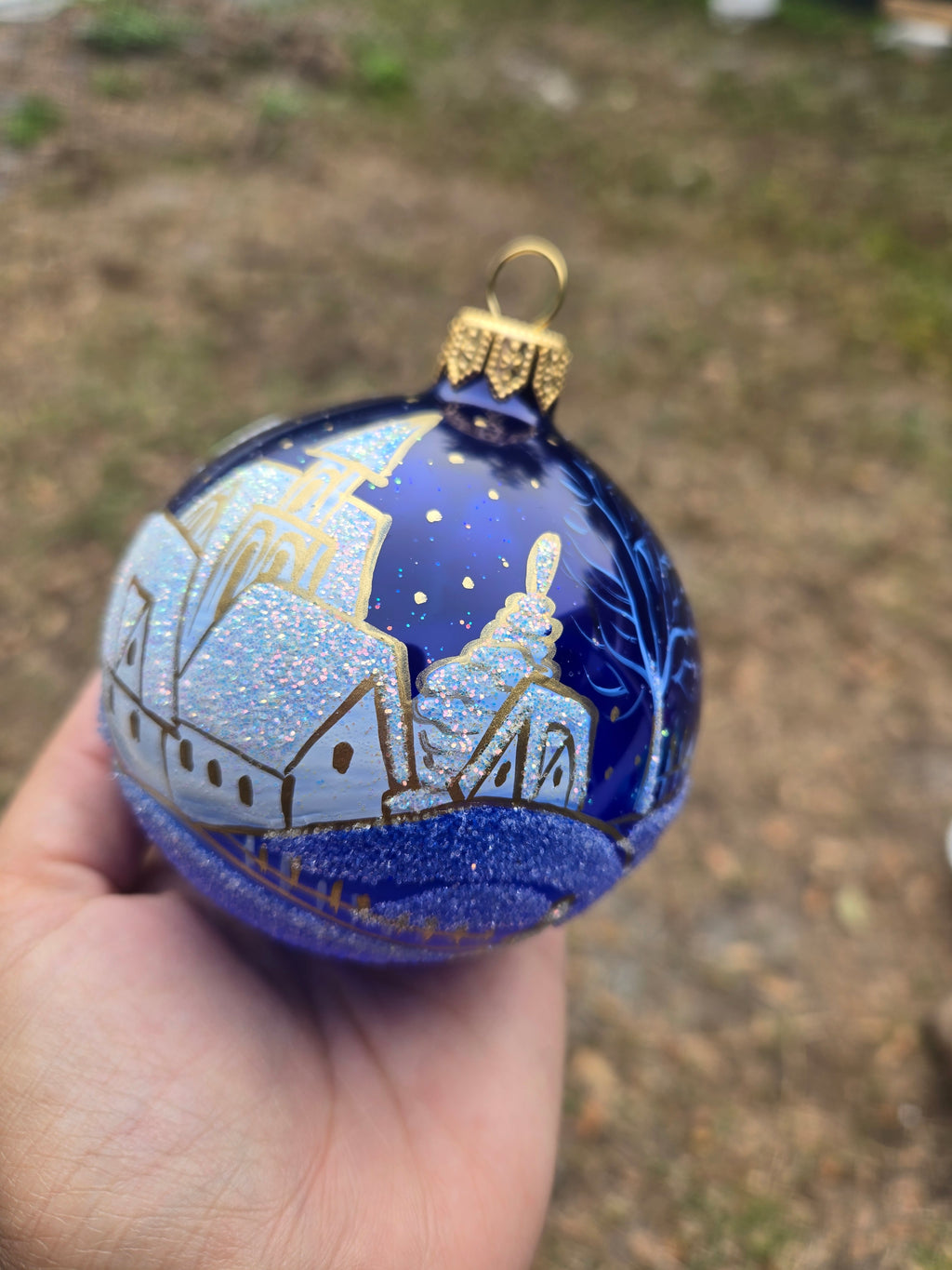 Sapphire Snowscape Classic Size - Hand Blown Glass