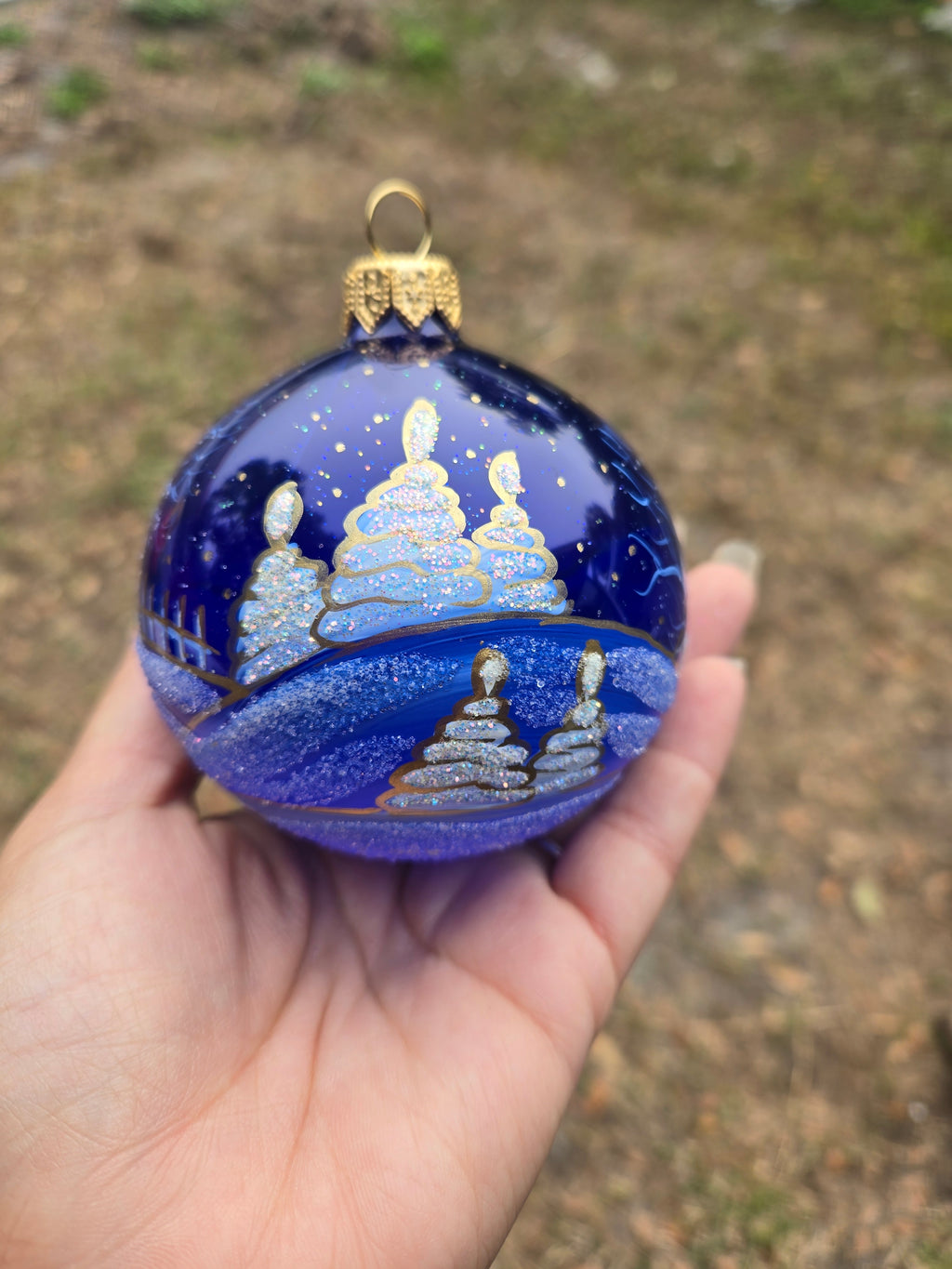 Sapphire Snowscape Classic Size - Hand Blown Glass