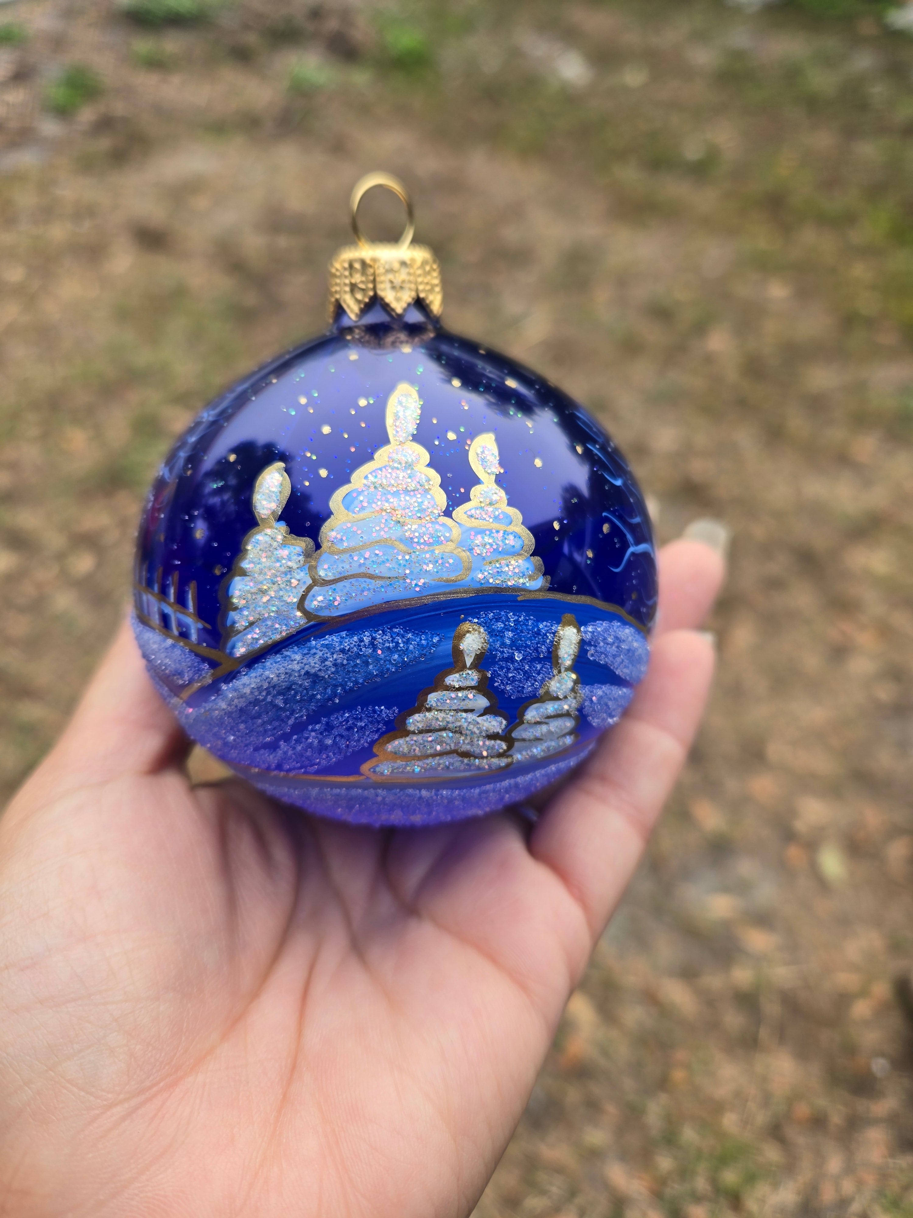 Sapphire Snowscape Classic Size - Hand Blown Glass